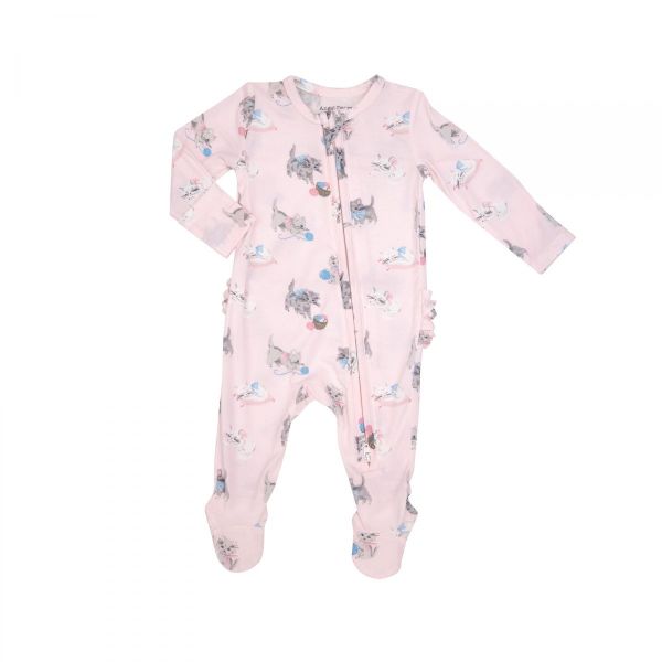 Angel Dear - 2 Way Ruffle Back Zipper Footie - Vintage Kitten