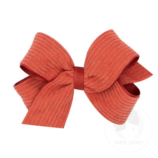 Wee Ones - Medium Grosgrain Hair Bow with Wide Wale Corduroy Overlay - 6 colors