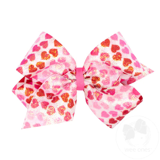 Wee Ones - King Sequins Heart Print Bow - 1673