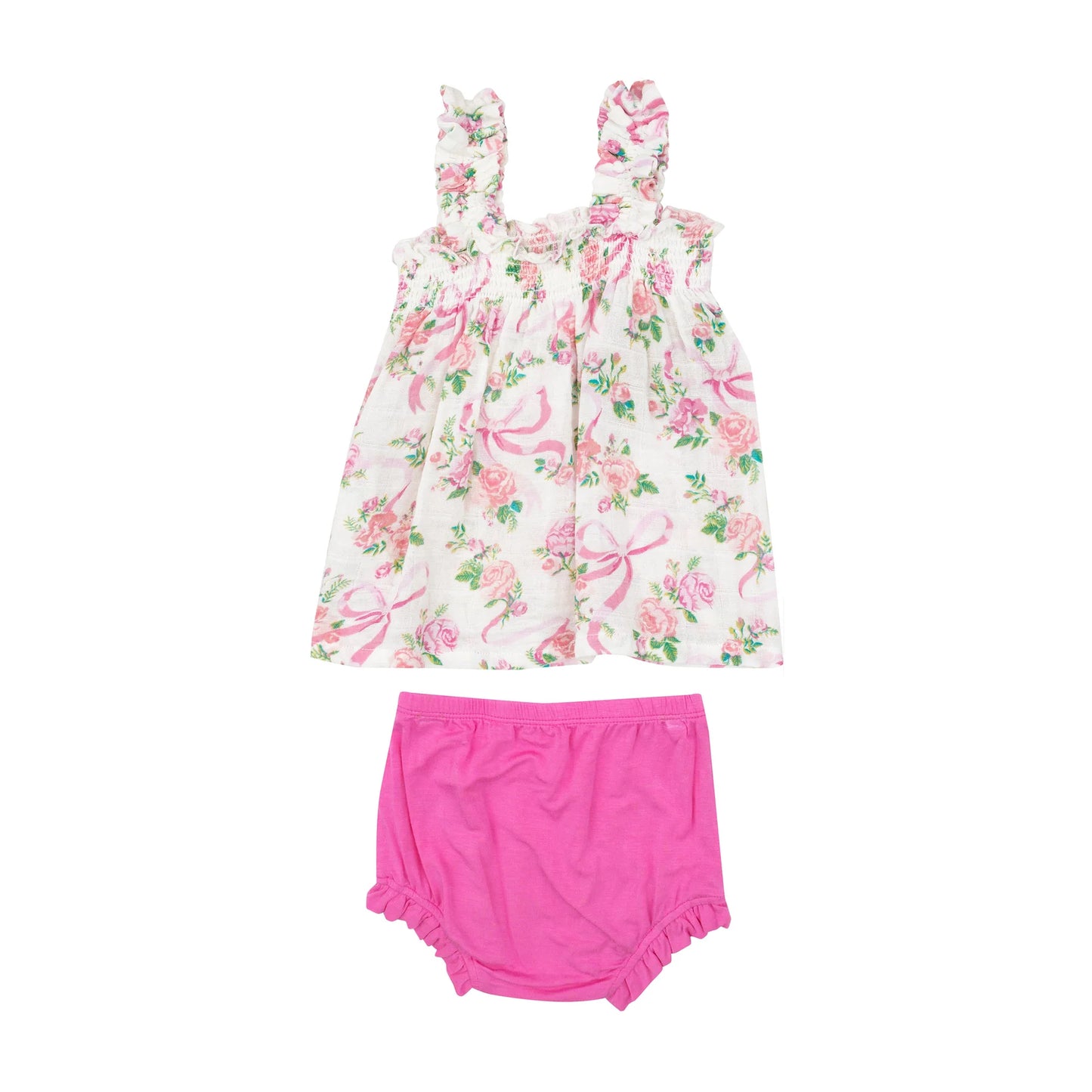 Angel Dear - Ruffly Strap Top and Bloomer Set - Coquette Bows