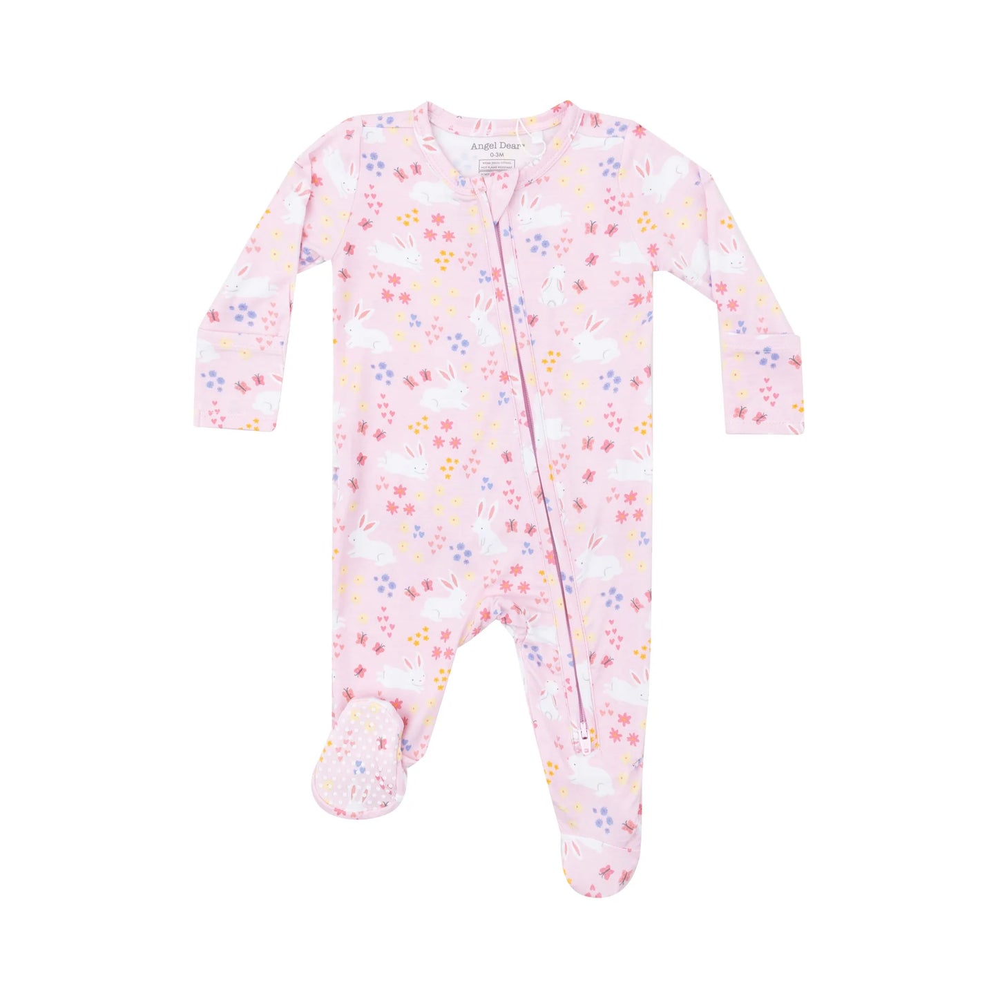 Angel Dear - 2 Way Ruffle Zipper Footie - Bunny Meadow
