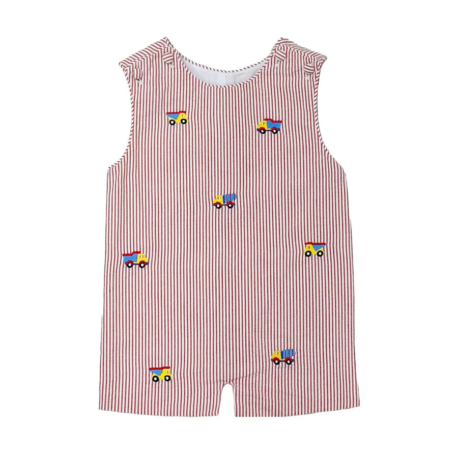 Zuccini Kids - Construction Ashton Shortall Red Stripe Seersucker