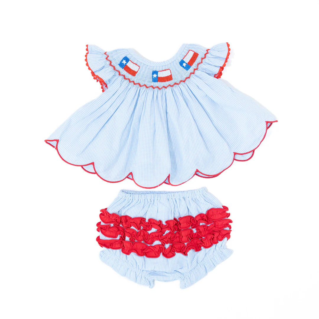 Boots & Bows Smocking Co - Girls Texas Diaper Set