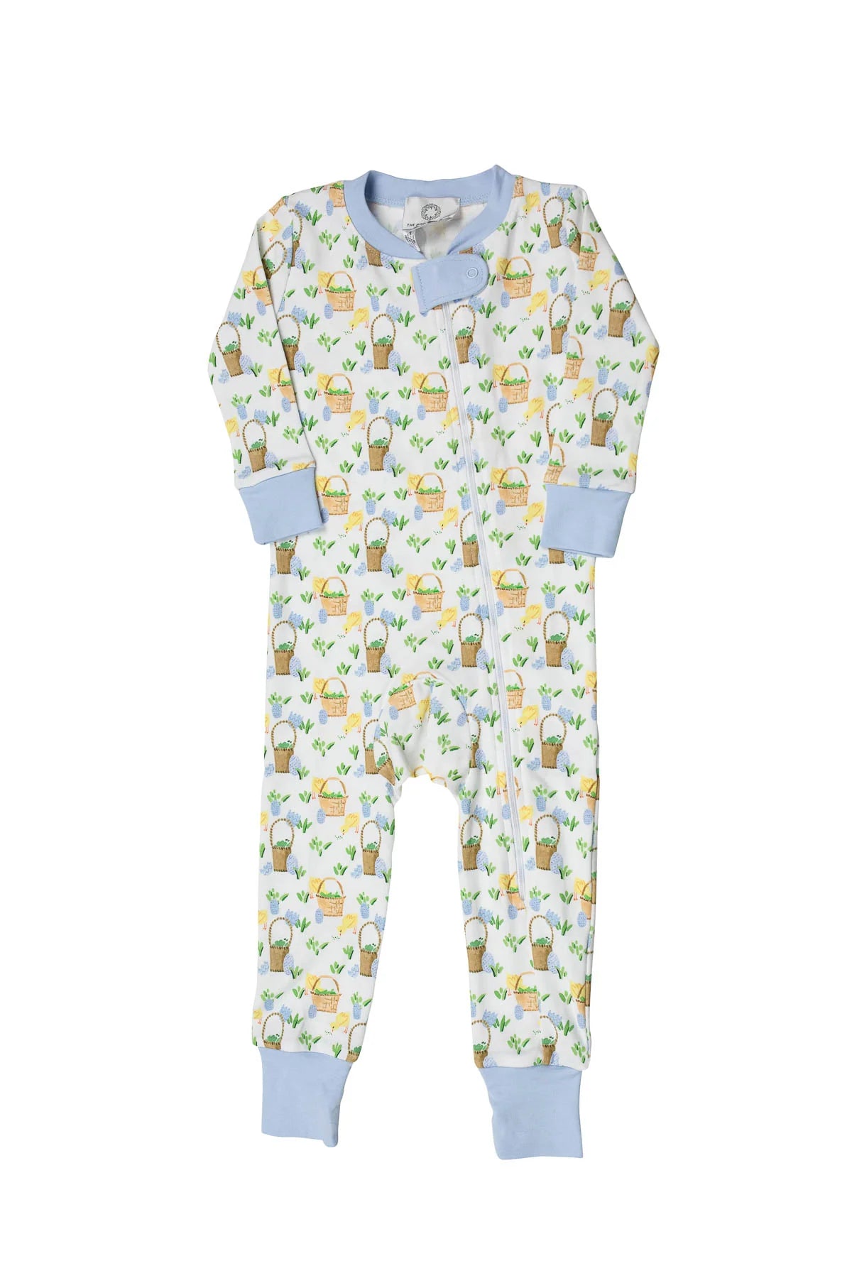 The Proper Peony - Easter Basket Blue Zipper PJ with Feet