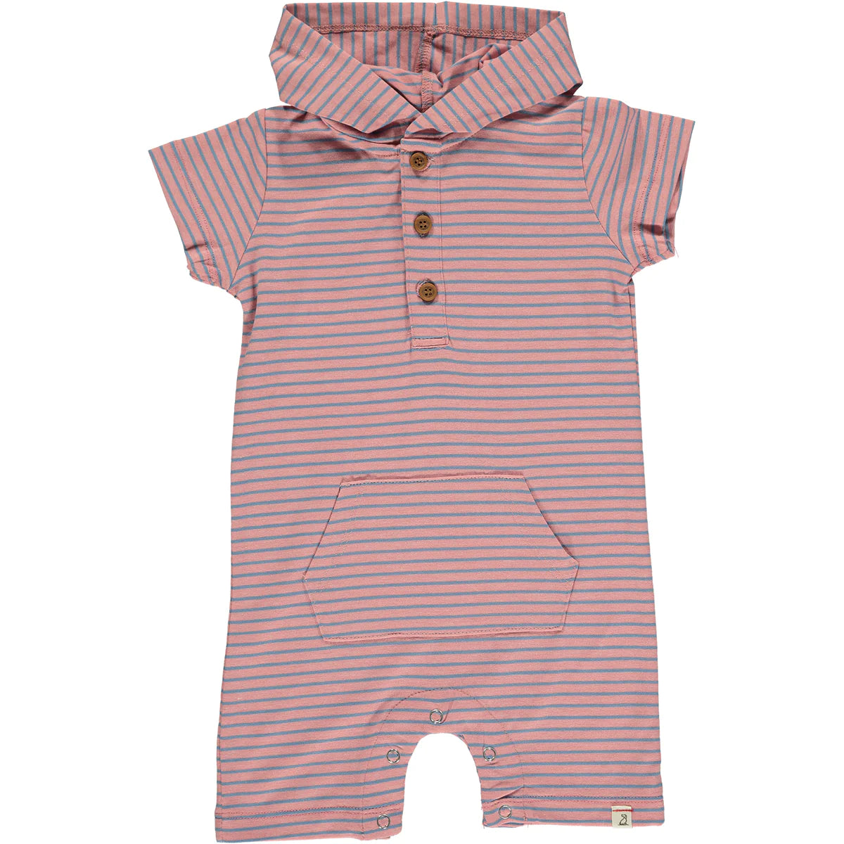 Me & Henry - Charlie Pink/Blue Stripe Hooded Romper