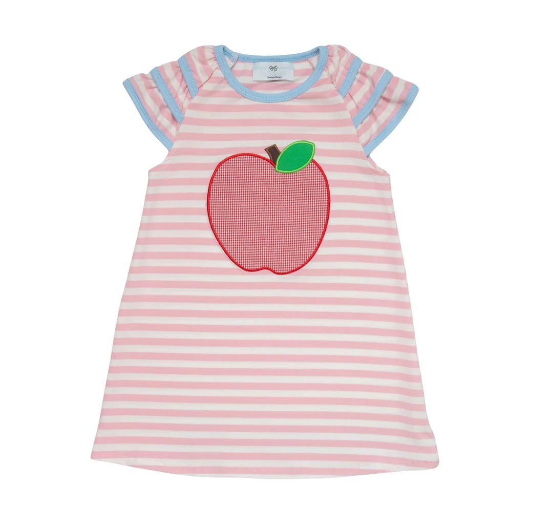 City Beautiful Children's Boutique - Large Apple Pink Stripe Flutter Dress