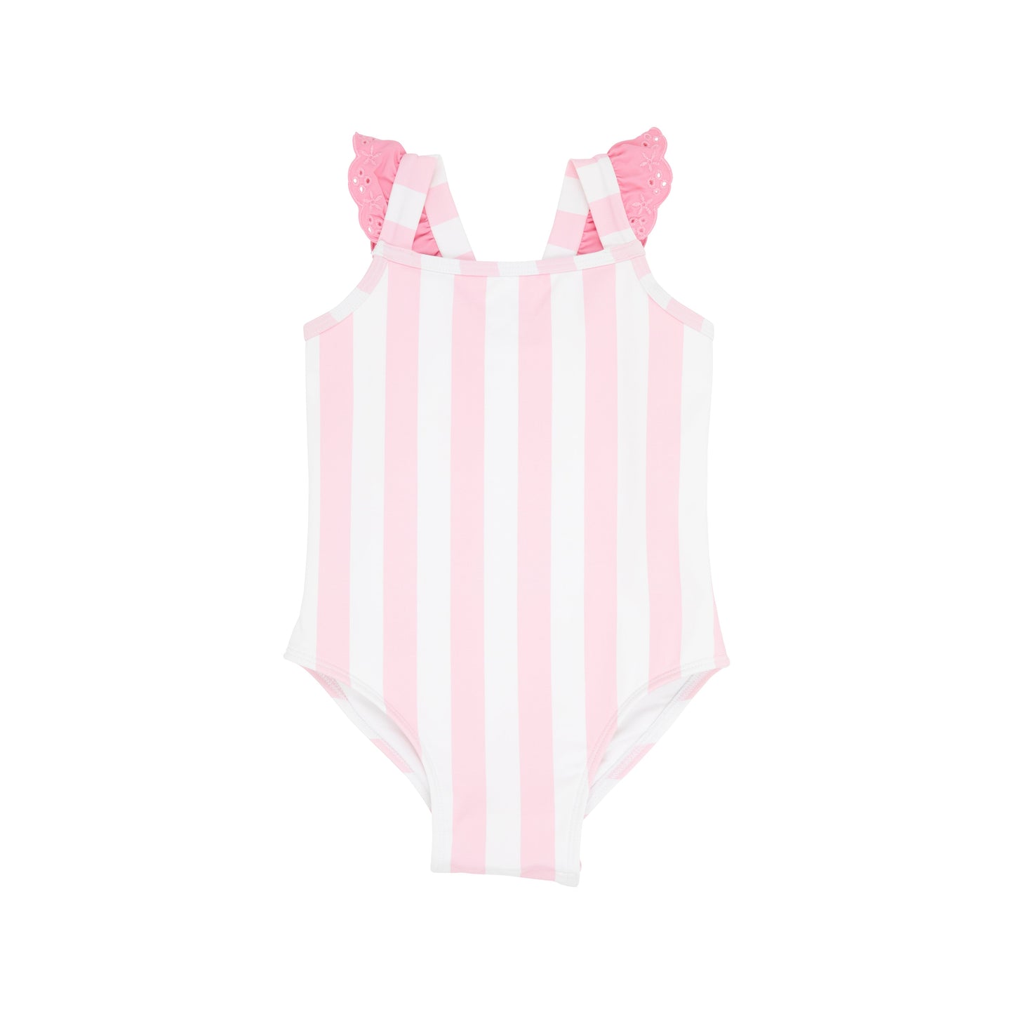 The Beaufort Bonnet - Long Bay Bathing Suit Caicos Cabana Stripe With Hamptons Hot Pink