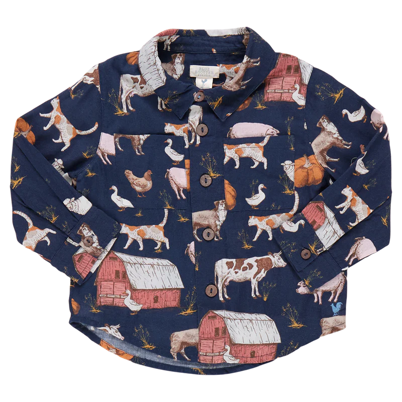 Pink Chicken - Boys Jack Shirt - On the Farm