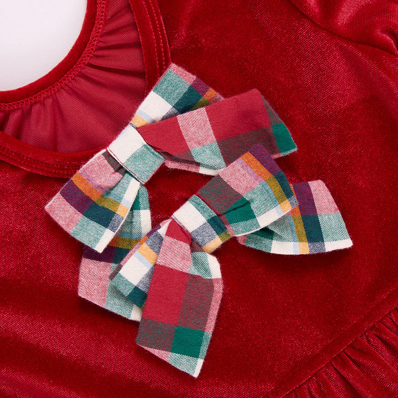 Pink Chicken - GIrl's Velour Pearl Dress - Red