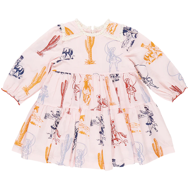 Pink Chicken - Girls Charlie Dress - Pink Cowgirls