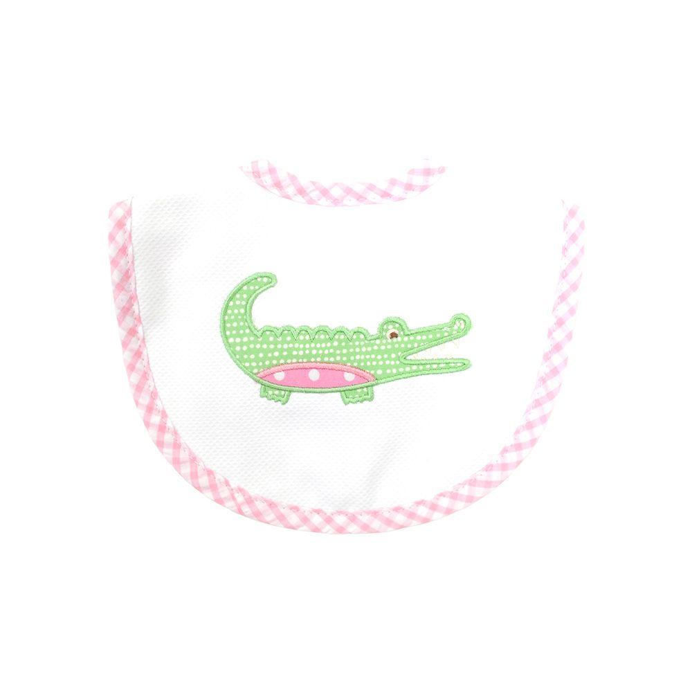 3 Marthas - Med Velcro Bib Pink Alligator