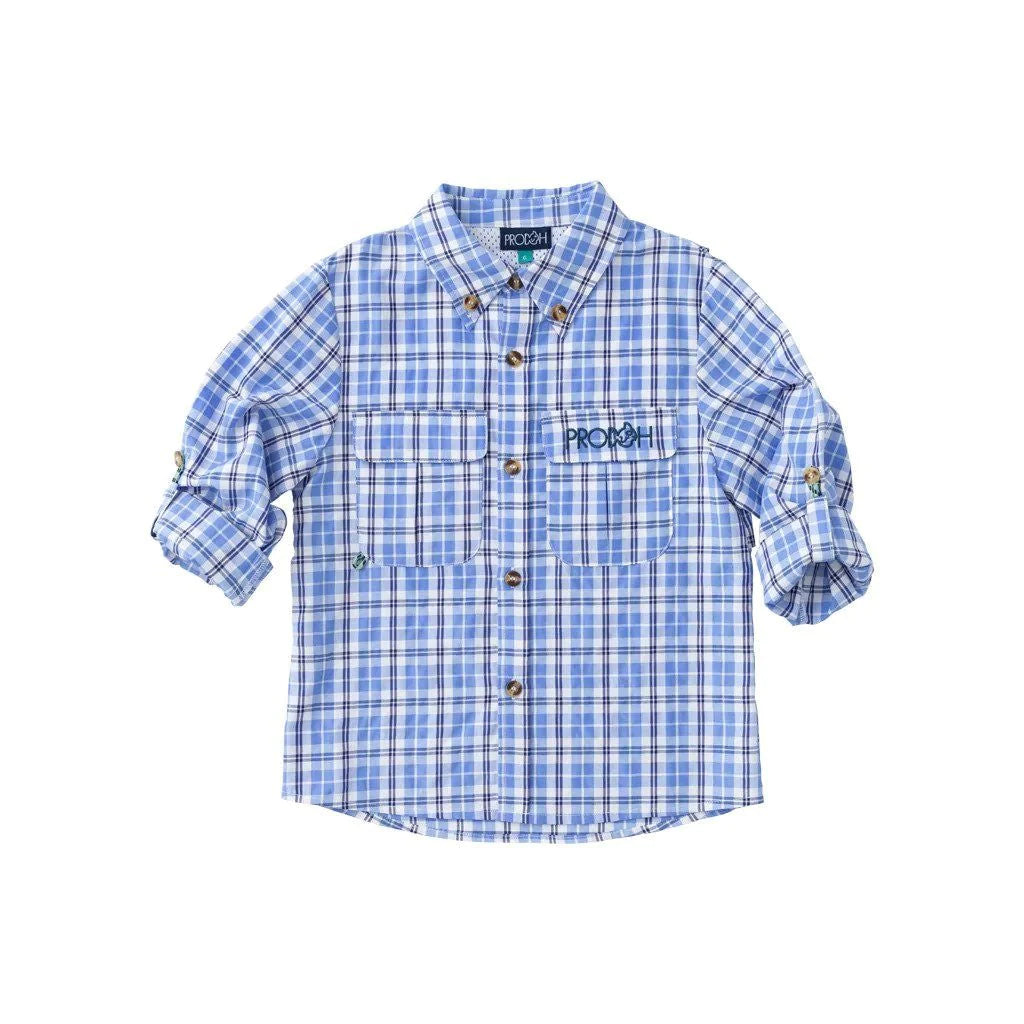 Prodoh - Founders Kids Fishing Shirt - Ethereal Blue Plaid