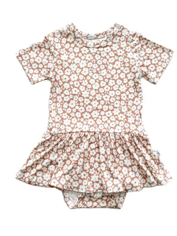 Harp Angel - Twirl Skirt Bodysuit - Mocha Ditsy