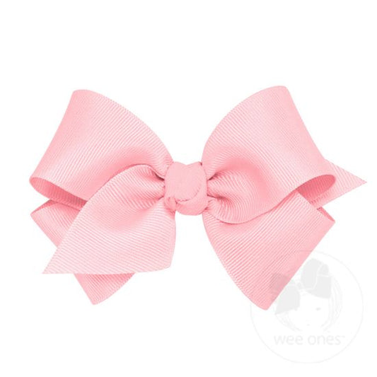 Wee Ones - Small Classic Grosgrain Girls Hair Bow (Knot Wrap) -  Light Pink