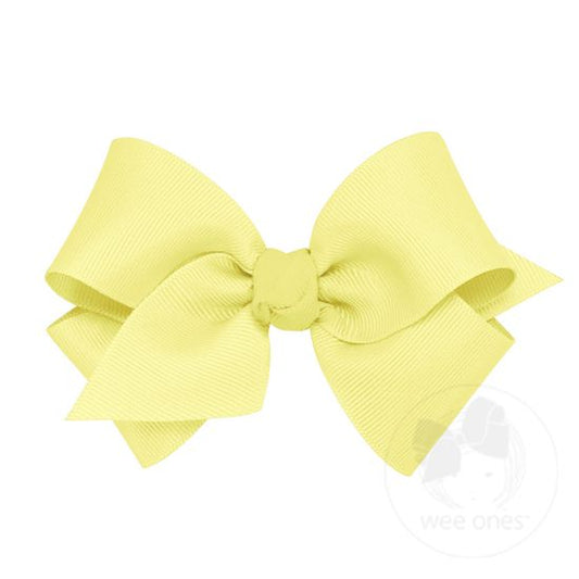 Wee Ones - Small Classic Grosgrain Girls Hair Bow (Knot Wrap) -  Light Yellow