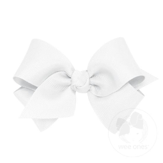 Wee Ones - Small Classic Grosgrain Girls Hair Bow (Knot Wrap) - White