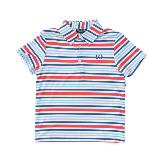 Prodoh - Boys Pro Performance Polo in America Red White and Blue Stripe