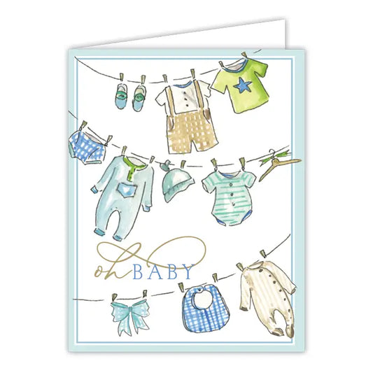 RosanneBeck Greeting Cards - Baby Blue Clothesline