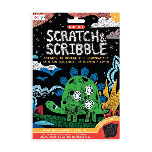 OOLY Mini Scratch + Scribble Art Kit - Dinosaur Days