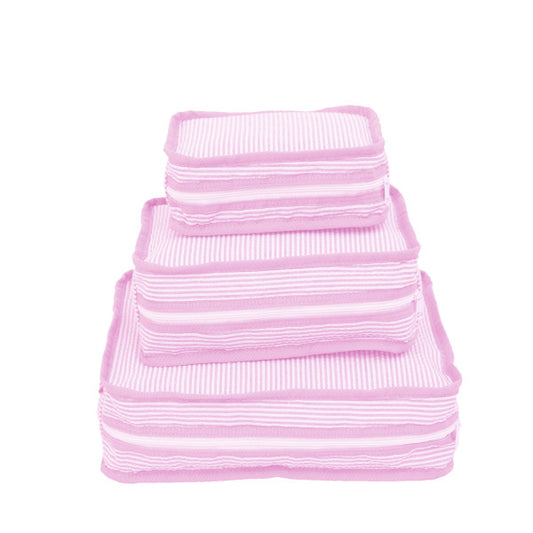 Mint Packing Cubes - Pink Seersucker