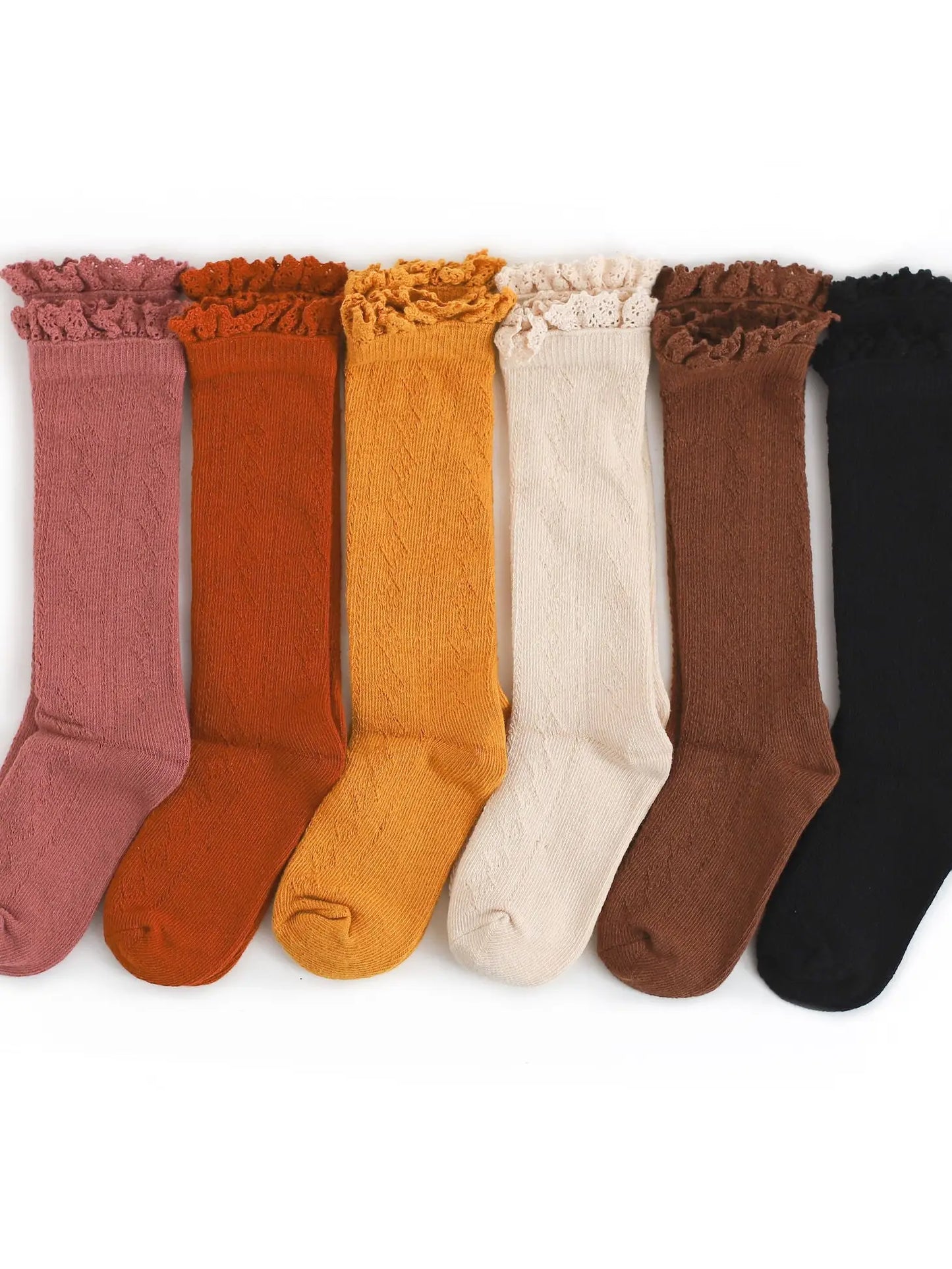 Little Stocking Co. - Fall Fancy  Lace Top Knee High Socks