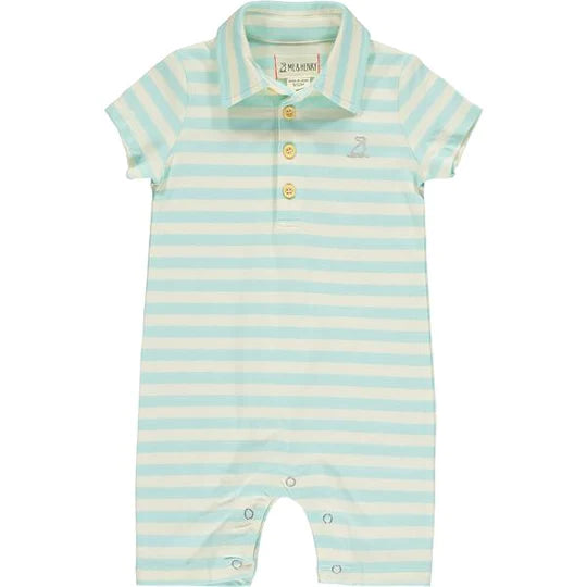 Me and Henry - Mint/Cream Stripe Polo Romper