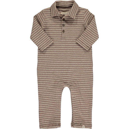 Me and Henry - Kingston Polo Romper - Brown double Stripe