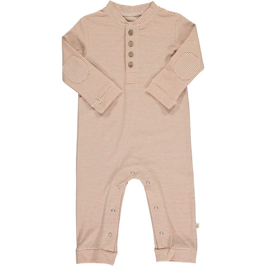 Me and Henry - Niota Henley Romper - Pumpkin/White Stripe