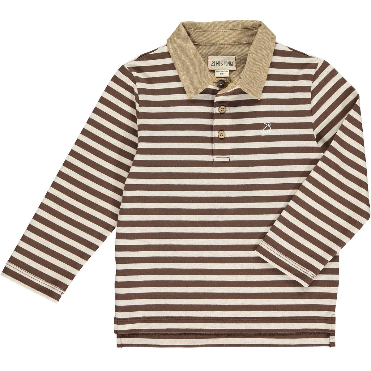 Me and Henry - Waverly Polo - Tan/Beige Stripe