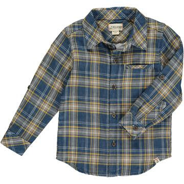 Me and Henry - Atwood Woven Shirt - Blue/Gold Plaid