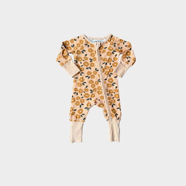 Baby Sprouts - Footless Romper - Gold Floral