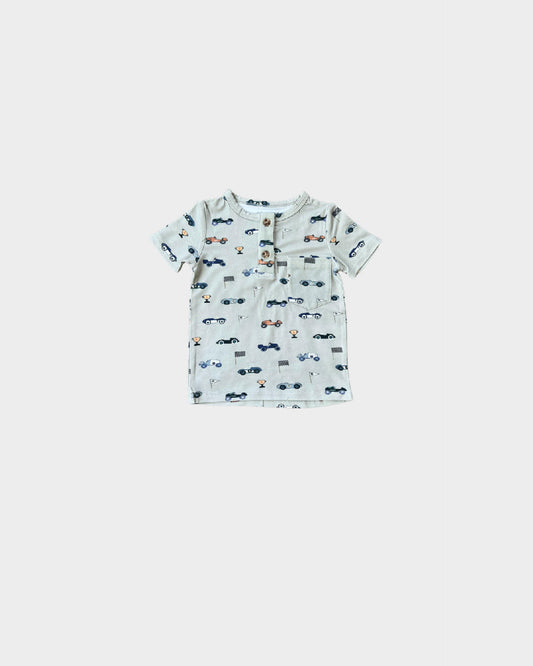 Babysprouts - Boy's Henley Shirt - Retro Race Cars