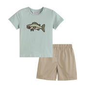 Lil Cactus - Khaki Green Fish T-Shirt and Shorts