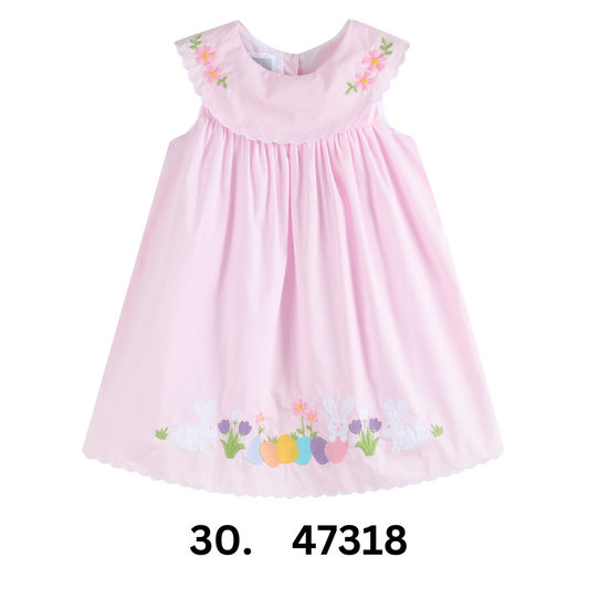 Lil Cactus - Pink Easter Applique Dress (Pink-Easter-Applique-Dress)