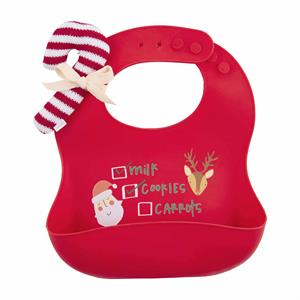 mud pie -Red Christmas Silicone Bib Set