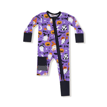 Angel Dear - Costumed Ghosts - Glow in The Dark Purple 2 Way Zipper Romper