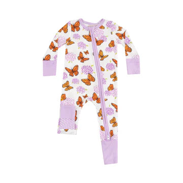 Angel Dear - Monarch Butterflies and Milkweed 2 Way Zipper Romper