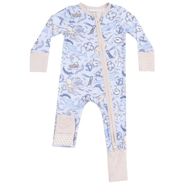 Angel Dear - Nautical Notebook  2 Way Zipper Romper
