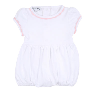 Magnolia Baby - Baby Joy Fall 23 Embroidered S/S Bubble - Pink Trim