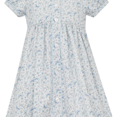 Petit Bebe -  Butterfly  Lt. Blue Print Dress Button Down w/ White Collar