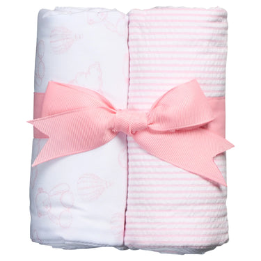 3 Marthas - Teddy Bear Burp Cloths Set of Two - Pink