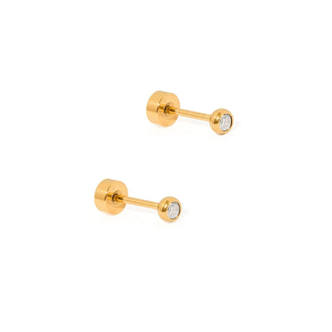 Linny Co - Cooper Clear Gold Screwback Stud Earrings