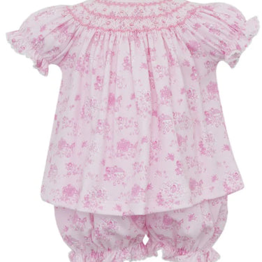 Petit Bebe - Pink French Tollie Print Knit Bishop Bloomer Set