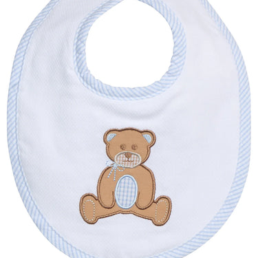 3 Marthas - Teddy Bear Applique Basic Bib - Blue