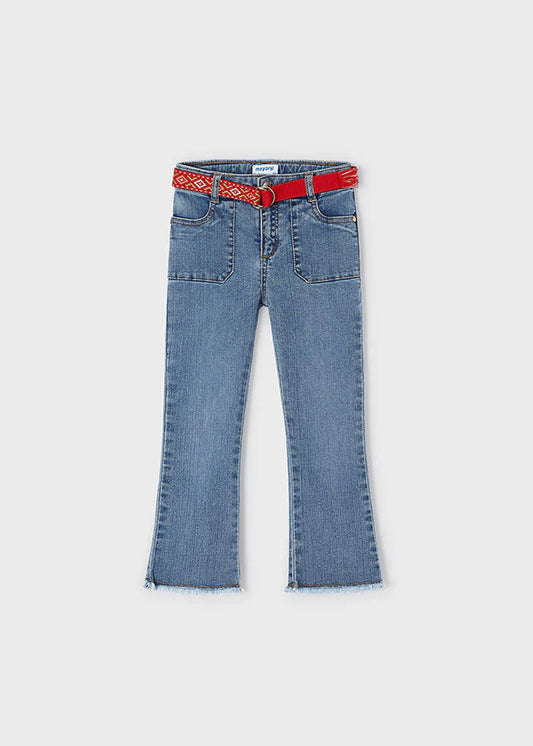 Mayoral - Denim Pants with Red Belt - 3534