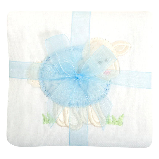 3 Marthas -  Applique Burp Pad  - Blue Little Lamb