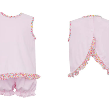 Petit Bebe  - Isabella - Pink Knit - Bloomer Set Trimmed. with Floral Liberty Print