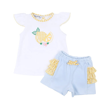 Magnolia Baby - Lovely Lemons Applique Ruffle Flutters Short Set