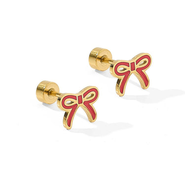 Linny Co - Sadie Bow Red Screwback Earrings
