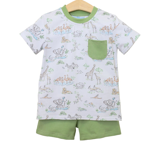 Trotter Street - Safari Animal Pocket Short Set